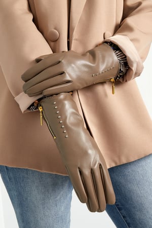 PU gloves with studs and zipper h5 Picture2